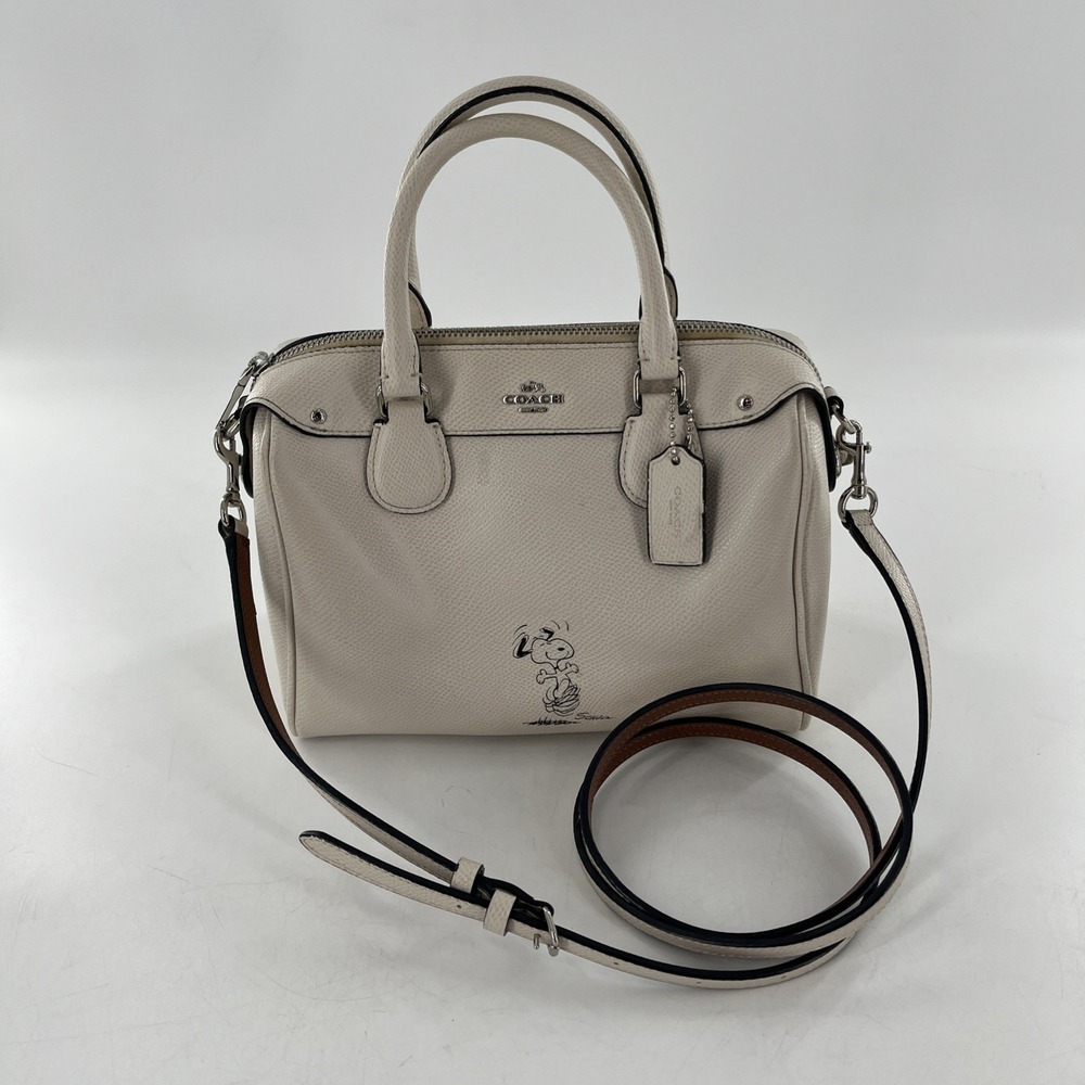 Coach Peanuts Limited Edition Snoopy Mini Bennett Satchel Crossbody White Chalk
